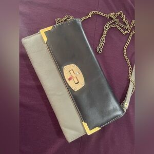 Elegant Black and Gray Chain Clutch